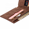Men\'s vintage foldable soft quality PU leather short wallet credit card holder purse brown stylish