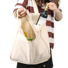 eco friendly washable cloth grocery shopping bag with 6 inner pockets heavy duty cotton tote bag with reinforced bottom