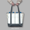 Large Capacity Cotton Open Top Canvas Thermal Insulated Cooler Tote Bag for Food with External & Internal Pockets