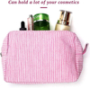 Seersucker Makeup Pouch Eco Friendly Cosmetic Bag Women Travel Cosmetic Makeup Brush Bags