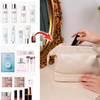 Ladies Travel Pu Leather Double Layer Makeup Bags Toiletry Organizer Custom Personal Logo Cosmetic Make Up Brush Bag