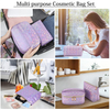 Wholesale 3 In 1 Toiletries Set Laser PU Luxury Makeup Storage Pouch Travel Cosmetic Organizer