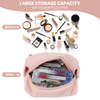 Large Capacity Double Layer Travel Brush Compartment Makeup Bag for Women Makeup for Bathroom Portable Pink Cosmetic Bag