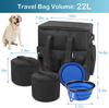 2 Collapsible Water Bowls and 2 Food Containers All in One Weekend Dog Travel Kit Pet Tote Organizer Supplies Travel Bag