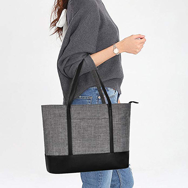 Women Canvas lightweight laptop tote bag office briefcase for work