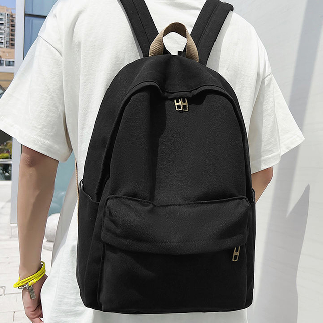 Custom Logo School Backpack for High School College Bookbag for Men Women Lightweight Canvas Rucksack