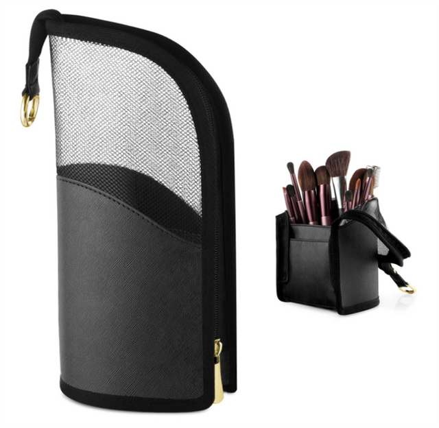 Makeup Brush Organzier Bag High Capacity Portable Stand-Up Makeup Brush Holder,Professional Artist Makeup Brush Sets Case Waterp