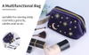 Handy cosmetic makeup bag,Navy Velvet Embroidered Applique Moon Stars Sun Cosmetic Bag Starry Makeup Pouch Toiletry Wash Bag