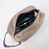 Custom Men Makeup Bag Cosmetic Organizer Toiletry Bag Canvas Dopp Kit Bag With Leather Handle