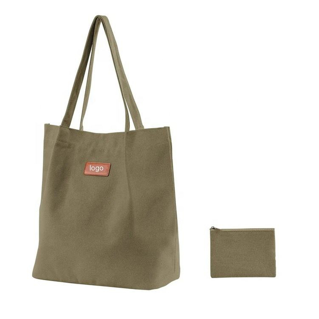 Portable Reusable Cotton Utility Tote Bag with Custom Logo Lady Nature Cotton Canvas Tote Bag with Pouch