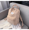 Customized student girls weekend travel shoulder bag backpack for women\'s beige corduroy backpack pleaded