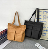 New Retro Women\'s Shoulder Bag Simple Solid Color Canvas Bag Women\'s Tote Bag Large Capacity Handbag