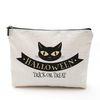 Pretty Cartoon Printing Flax Halloween Makeup Bag Portable Travel Cosmetic Pouch Zipper Bag