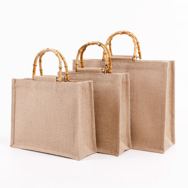 Fashion Eco-friendly Reusable Jute Tote Bag Luxury Gift Packing Burlap Bag Waterproof Shopping Tote Bag