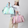 Luxury Holographic Womens Sports Gym Duffle Bags Travel Weekend Tote Dance Carry on Bag Duffel Bag with Shoulder Strap