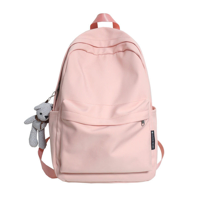 Custom Logo Lightweight Pink Backpack for School Classic Water Resistant Casual Daypack for Travel