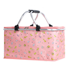 Custom Logo Foldable Picnic Cooler Basket Lunch Bag Cooler Tote Thermal Insulation Fabric for Cooler Bags