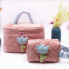 Corduroy Tulip Large Capacity INS Lovely Makeup Bag Women\'s Portable Toiletries Cosmetic Bags