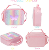 Custom Butterfly Lunch Bags Kids School Insulated Girls Rainbow Glitter Lunch Box with Detachable Shoulder Strap