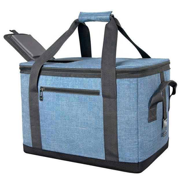 Reusable Large Capacity Gray 40 Can Soft Thermal Food Delivery Bag Foldable Cooler Bag Insulated Cooler Bag