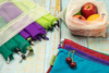 Colorful RPET Mesh Produce Bag, Fruit And Vegetable Grocery Reusable Recycled Drawstring Rpet Bag