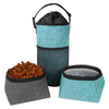 Travel hiking camping 3pcs set eco fabric pet snack bag food storage bag with fabric dog bowl foldable