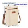 Custom Large Canvas Wine Cooler Bag for Travel Insulated 4 Bottle Wine Cooler Tote Bag Waterproof Bottle Cooler Bags