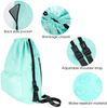 New Drawstring Backpack Bag With Shoe Compartment Black Gym Sports String Backpack With Mesh Water Bottle Holders