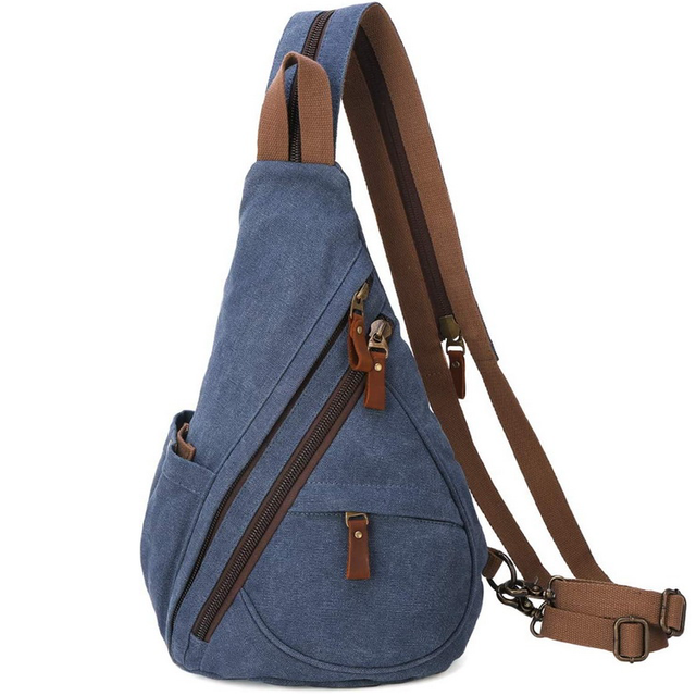 12 OZ canvas travel size multi pockets organizer sling shoulder bags with custom logo