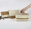 Eco-friendly Cork Wood Toiletries Bag Set Waterproof Toiletries Makeup Travel Cotton Canvas Cosmetic Bag