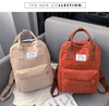 Customized student girls weekend travel shoulder bag backpack for women\'s beige corduroy backpack pleaded