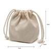 Beige Simple Soft Material Travel High Quality Cotton Canvas Makeup Drawstring Cosmetic Toiletry Make Up Pouch Bag