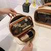 Double Layers Compartment Fashionable New Waterproof Portable Transparent Clear Make Up Pvc Cosmetic Makeup Toiletry Pouch Bag