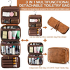Folding Unisex PU Leather Hanging Hook Travel Toiletry Wash Organizer Bag Custom Logo Cosmetics Bag Makeup