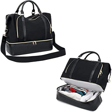 Women Ladies Travel Weekender Bag Overnight Duffel Carry-on Tote Bag with Luggage Sleeve fit 15.6 Inch Laptop Computer