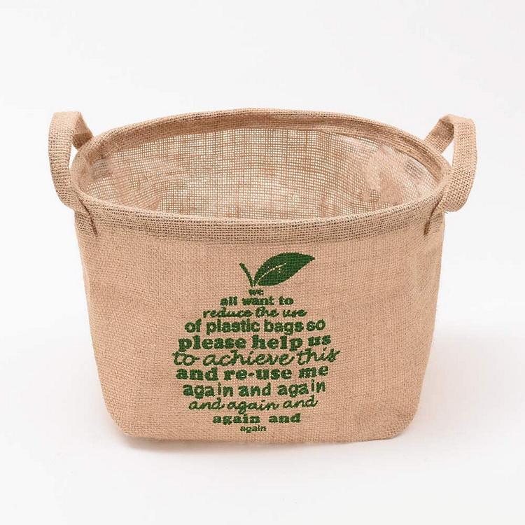 Wholesale jute burlap bags with handles, reusable round jute bag with custom logo