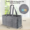 Large Soft Foldable Storage Utility Tote With Reinforced Handles, Eco Grocery Shopping Laundry Folding Collapsible Utility Bag