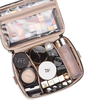 Double Layer Travel Makeup Bag Wtih Strap, Large Custom Cosmetic Case Organizer Fits Bottles, Brushes, Tweezers, Eyeliner