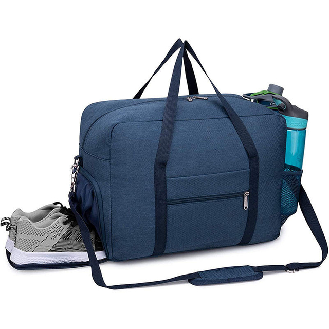 Blue Waterproof Multifunctional Sports Gym Luggage Storage Travel Bag Duffle Bags With Shoe Compartment