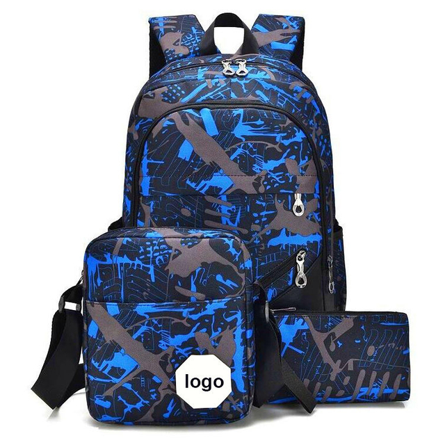 fashion camo school backpack set with sling bag and pouch for teen girls and boys lightweight oxford college school bookbag