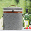 3 Bottle Grey Insulated Wine Tote Cooler Bag Portable Wine Carrier for Beach Travel Picnic Cooler for Wine Love