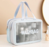 Large Travel Wash Bag for Men Wholesale Waterproof PU Leather Clear Cosmetic Bag Custom Logo