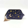 Handy cosmetic makeup bag,Navy Velvet Embroidered Applique Moon Stars Sun Cosmetic Bag Starry Makeup Pouch Toiletry Wash Bag