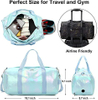 Travel Foldable Gym Sports Duffle Bag Weekender Overnight Bag with Waterproof Shoe Pouch and Air Hole for Women Girls