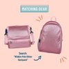 Waterproof Glitter PU Leather Double Compartments Insulated Cooler Lunch Bag With Detachable Shoulder Strap
