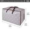 Durable Waterproof Polyester Home Quilt Bedding Clothes Toys Organizer Zipper Bag Reusable Large Storage Packing Bag