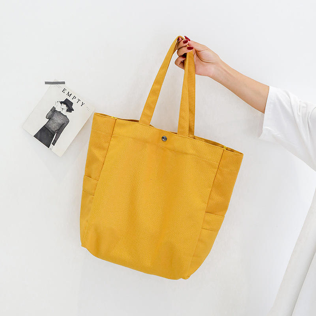 Large Capacity Canvas Bag Ladies Shopping Natural Cotton Canvas Shopping Tote Bag with Pockets