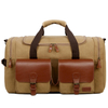 Wholesale Oversized Canvas Leather Duffle Bag with Luggage Sleeve 41L Large Overnight Weekend Bags for Men