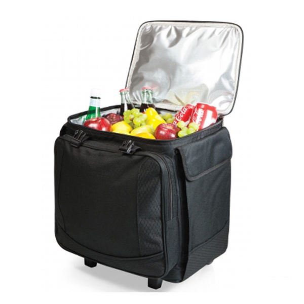 Custom rolling cooler, outdoor thermal soft insulated food delivery cooler bag on wheels