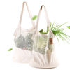 eco friendly reusable cotton mesh grocery shopping bags biodegradable washable cotton mesh tote bags with reinforced bottom and